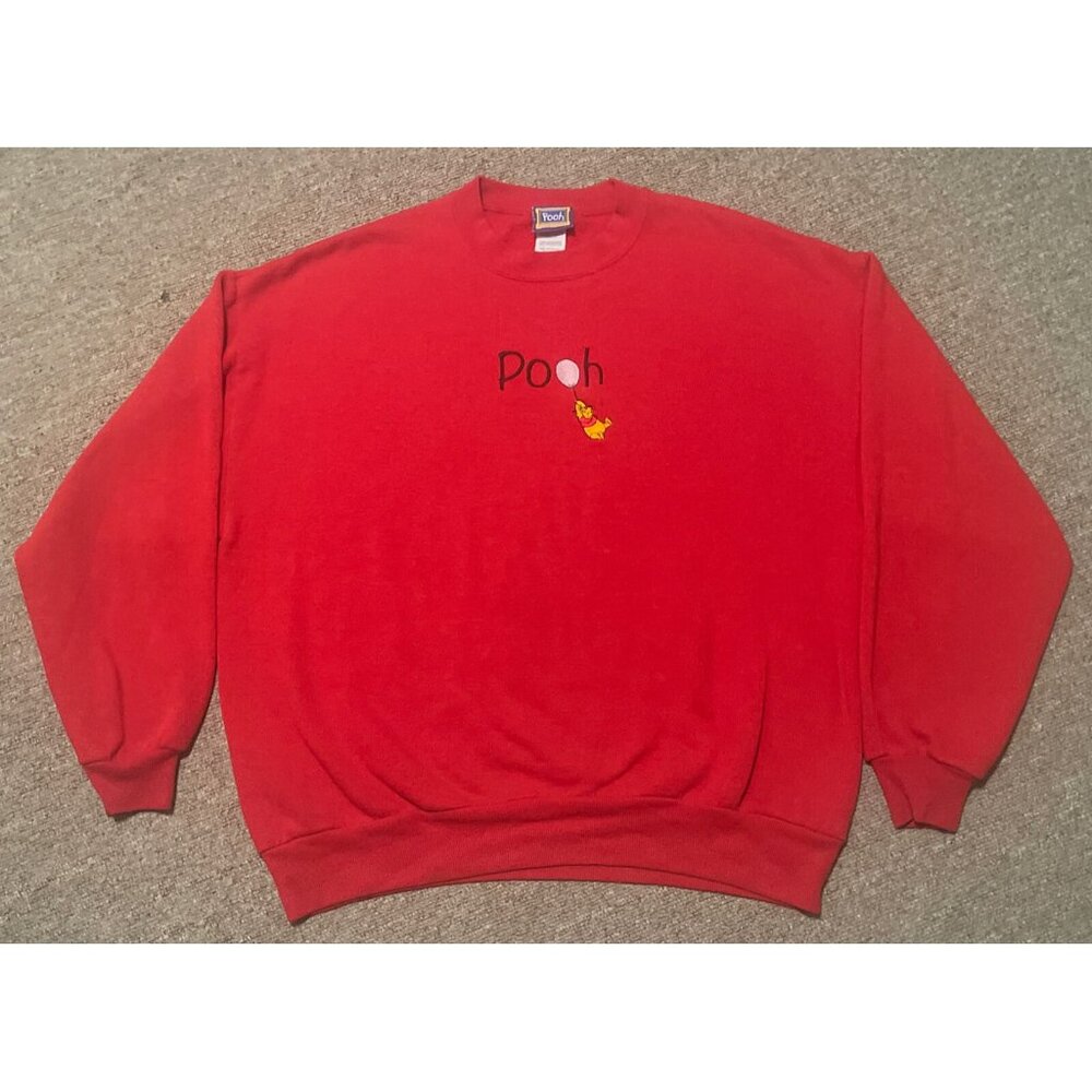 Vintage 90's XL Disney Pooh Tigger Embroidered Crewneck Sweatshirt Red USA